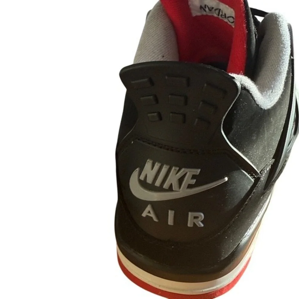 Air Jordan‎ 4 Retro Black Red White Mens Basketball Shoes Size 12